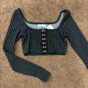 UO Off the Shoulder Pin Stripe Crop Top